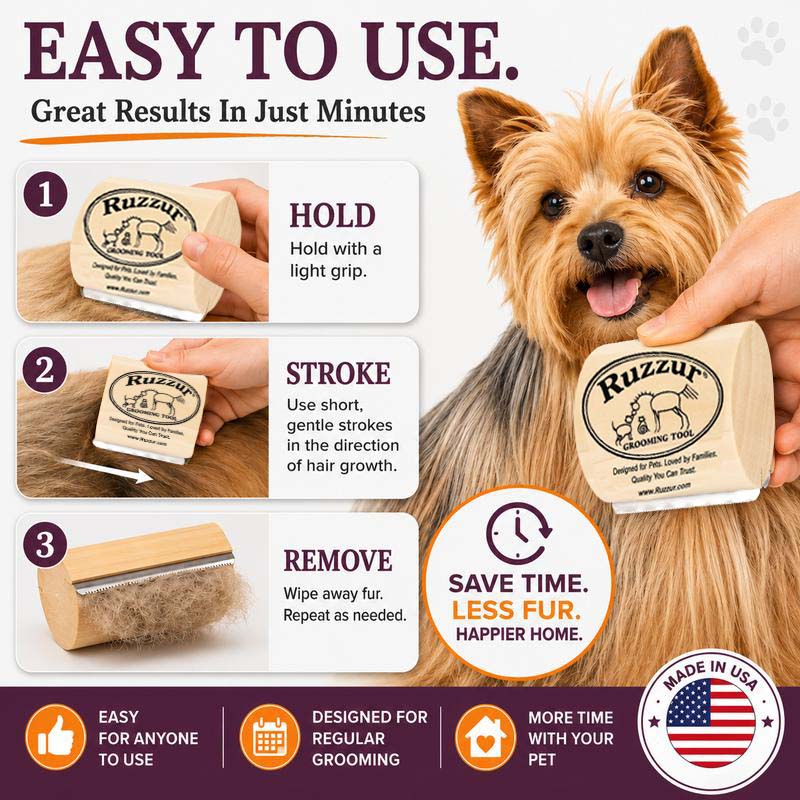 Ruzzur Kit — De-Shedding Brush + Waterless Cleansing Mist for Dogs, Cats & All Pets