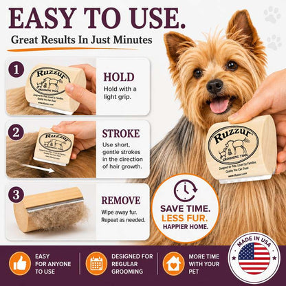 Ruzzur Kit — De-Shedding Brush + Waterless Cleansing Mist for Dogs, Cats & All Pets
